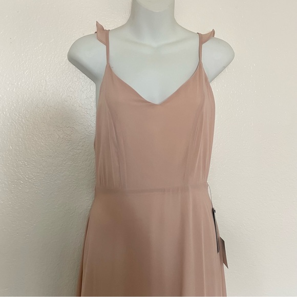 NWT Lulu’s Meteoric Rise Blush Maxi Dress Spaghetti Strap Ruffle Pink Plunging S - Picture 8 of 17
